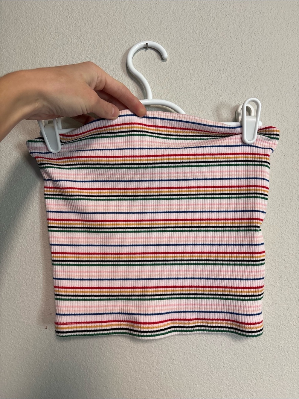 American Eagle Outfitters Pink Multistripe Ribbed Tube Top